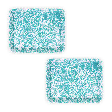 Crow Canyon Home Dienbladen Splatter - Set van 2 - Turquoise