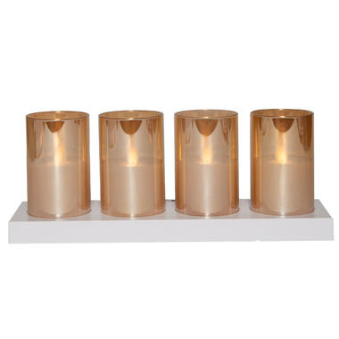 Anna's Collection LED kaarsen in glas -4x - oranje -oplaadstation