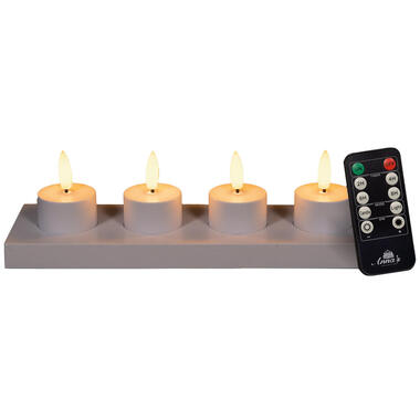 Anna's Collection Oplaadbare LED theelichtjes - 4x - wit -H5 cm