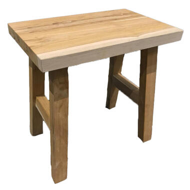 Bijzet krukje/tafeltje - lichtbruin - hout - 40 x 25 x 40 cm