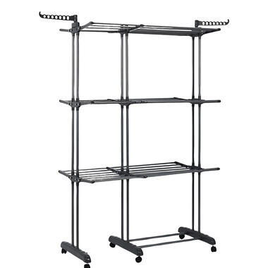 Home Deco Factory Wasrek/droogrek - grijs - 129 x 63 x 179cm