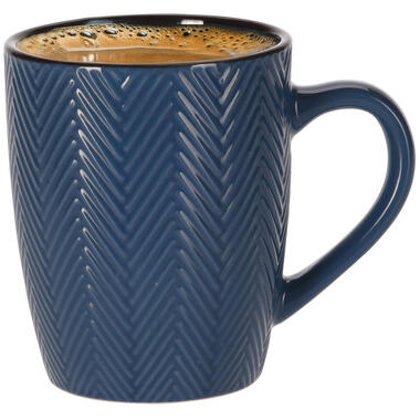 Siaki Koffiemok/theemok - Fishbone - blauw - 370 ml