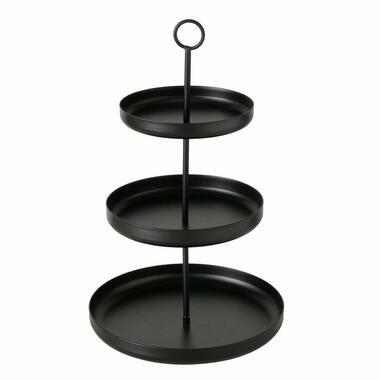Boltze Etagere 3-laags - zwart - RVS - H32 cm - Hightea/tapas