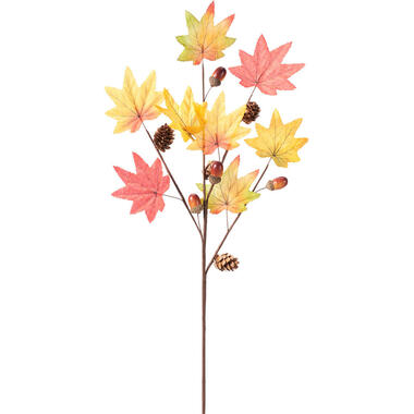 H&S Kunst herfsttak decoratie - 60 cm - steel met Esdoorn bladeren