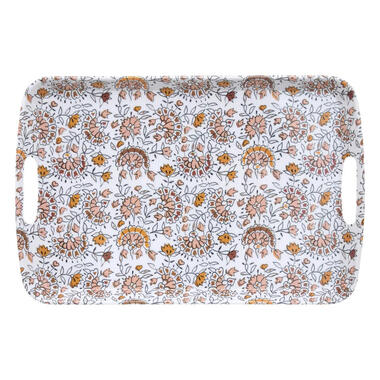 5Five Design dienblad van melamine - 47 x 30 cm - flowers print wit