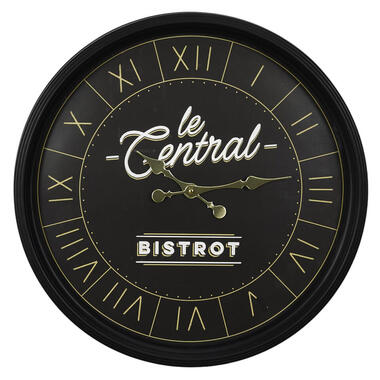 Home deco factory Wandklok Vintage bistro - zwart - D50 cm