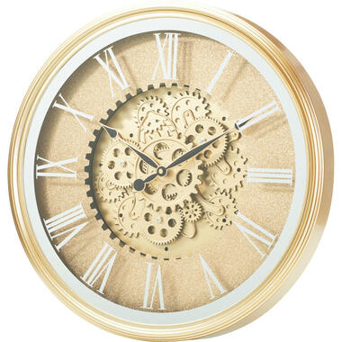 Home & Styling Wandklok/muur klok Lausanne - Dia 50 cm - goud