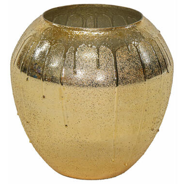 Mega Collections Vaas Oman Drip - goud - glas - D31 x H31 cm