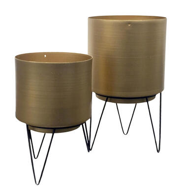 Home Deco Factory Plantenpotten - 2x stuks - goud - H22-H17