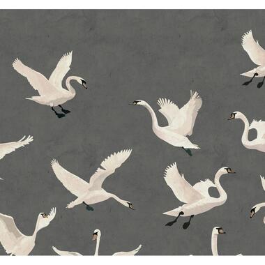 ESTAhome fotobehang zwanen grijs 3 x 2.79 m