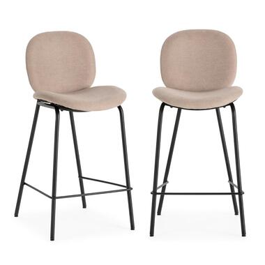 CALICOSY - Set van 2 krukken in stof CORI - 54x43x66 cm