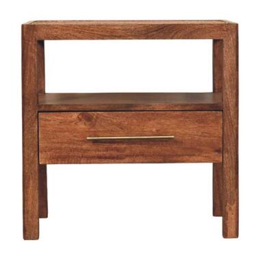 Artisan Furniture Massief Houten Caldera Nachtkastje, 1 Lade, 1 Plank, Bruin