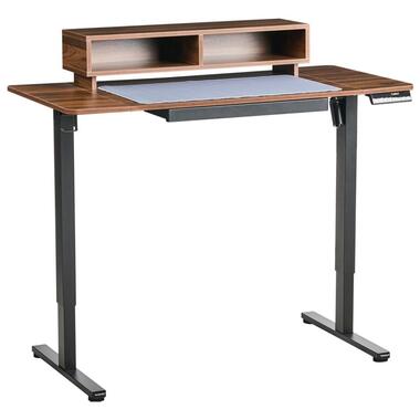 LUCAMA - Verstelbaar bureau elektrisch - Bruin/Zwart - Staal