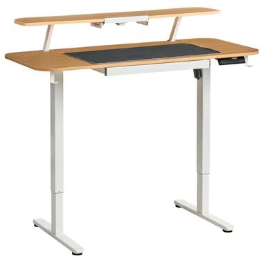 WILBANKS - Verstelbaar bureau elektrisch - Bruin/Wit - Staal