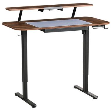 WILBANKS - Verstelbaar bureau elektrisch - Bruin/Zwart - Staal