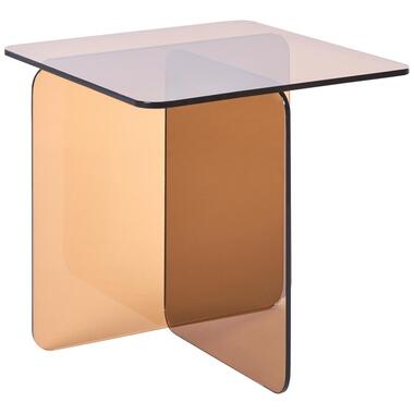 AMISK - Bijzettafel - Bruin - Glas