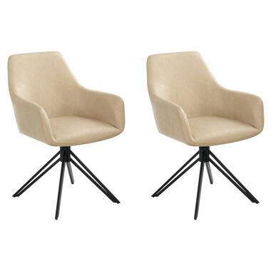 SANSARC - Eetkamerstoel set van 2 - Beige - Kunstleer