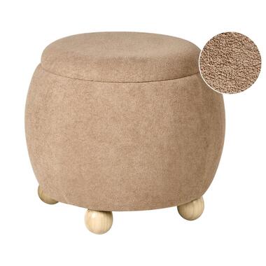 ANNABELLA - Poef met opbergruimte - Lichtbruin - Bouclé