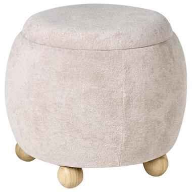 ANNABELLA - Poef met opbergruimte - Lichtbeige - Bouclé