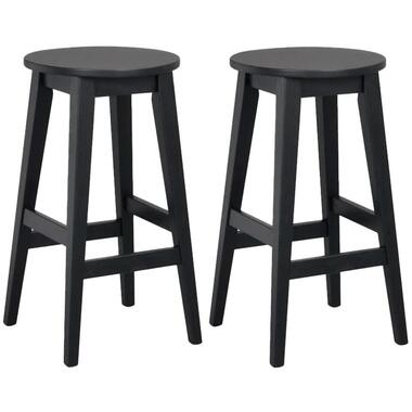 Rowico Home Austin houten barkruk zwart - 65 cm - Set van 2