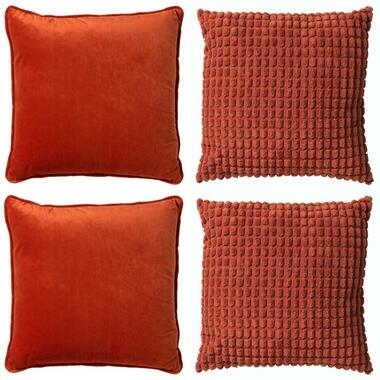 KUSSENSET - 4-delig - Texture Harmony - 45x45 cm - inclusief binnenkussens - ora
