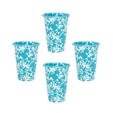 Crow Canyon Home Tumblers Splatter - 4 Stuks - Turquoise