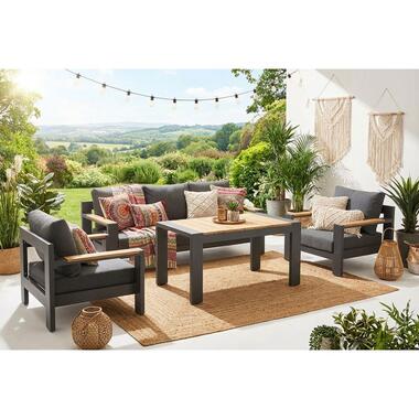 Stoel en Bank Loungeset 5 personen Aluminium/Aluminium/teak Grijs Lifestyle