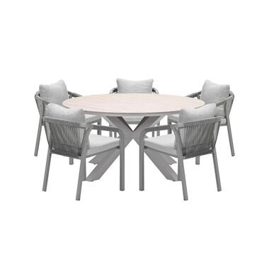 Garden Impressions Tarera tuinset 6-delig sand - tuintafel Ø148x75 cm