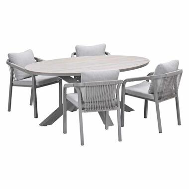 Garden Impressions Tarera tuinset 5-delig sand - tuintafel 180x115 cm