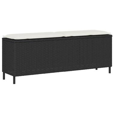 vidaXL - Tuinbank met kussen - Zwart - Poly rattan - 110x30x40,5 cm