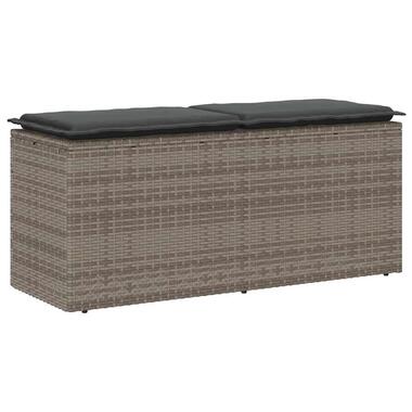 vidaXL - Tuinbank met kussen - Grijs - Poly rattan - 110x40x44 cm