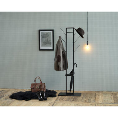 Hioshop Volta kapstok zwart metaal met paraplubak