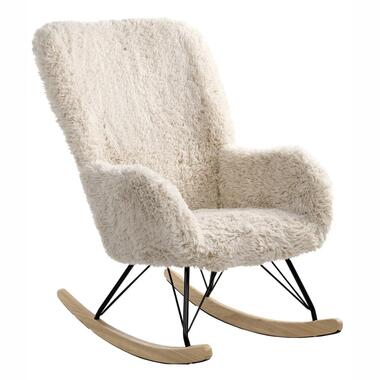 AKRA - Schommelstoel - Lichtbeige - Kunstbont