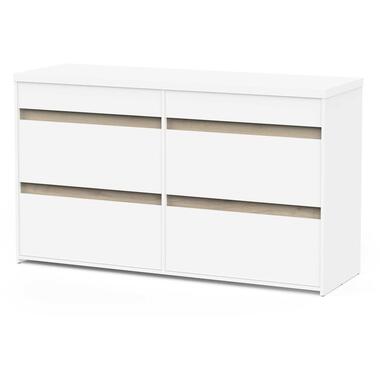 Ladekast Clyde - met 6 lades - wit/eikdecor