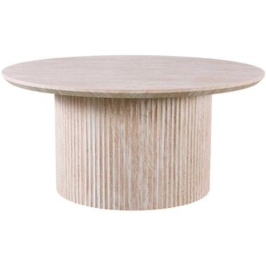 Rousseau Lagos' 80 cm Ronde Salontafel Travertin Beige - Matte MDF Structuur, 25