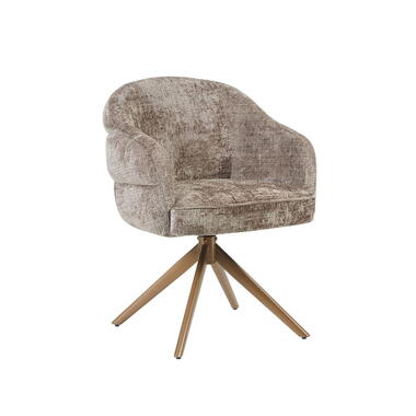 Eetkamerstoel Taupe/Brons - Draaibaar - Bella - Set van 2