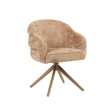 Eetkamerstoel Lichtbruin/Brons - Draaibaar - Bella - Set van 2