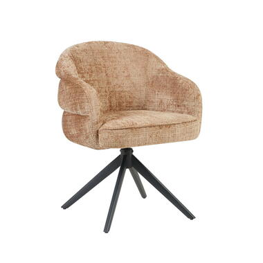 Eetkamerstoel Lichtbruin/Zwart - Draaibaar - Bella - Set van 2