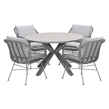 Garden Impressions Lucas - Tulli tuinset 5-delig valley sand Ø122x75cm