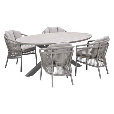 Garden Impressions Sorong tuinset 5-delig - Tulli tuintafel 180x115 cm