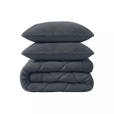 Dekbed zonder Overtrek Fluffy Teddy 240x220 - Superzacht & Wasbaar - Antraciet