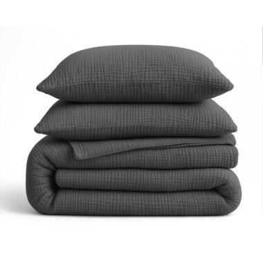 Dekbed zonder Overtrek - Luxe Mousseline - Superzacht Katoen - Antraciet 240x200