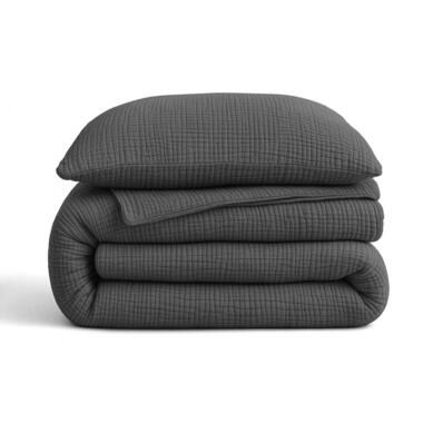 Dekbed zonder Overtrek - Luxe Mousseline - Superzacht Katoen - Antraciet 140x200