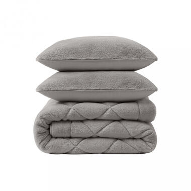 Dekbed zonder Overtrek Fluffy Teddy 240x220 - Superzacht & Wasbaar - Taupe/Grijs