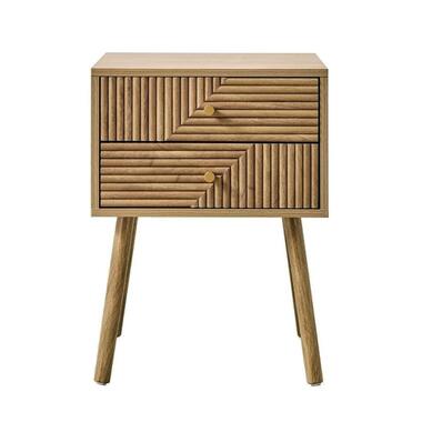 CALICOSY - Nachtkastje 2 lades EDEN - Licht hout - 60x45x39 cm