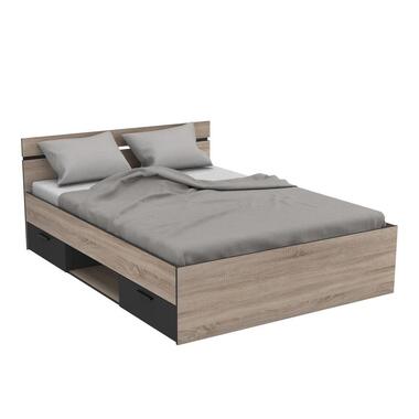 CALICOSY - MICHIGAN Bed met 2 lades - Zilver - 194,7x144,5x74,2 cm