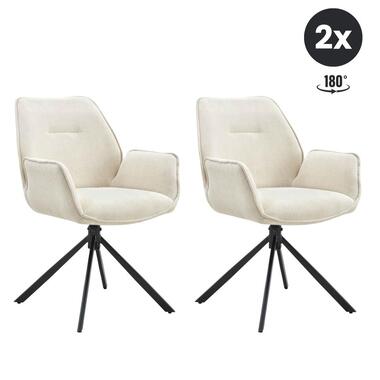 2x Eetkamerstoel Lenny - Stof Beige