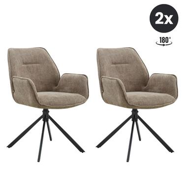 2x Eetkamerstoel Lenny - Stof Taupe