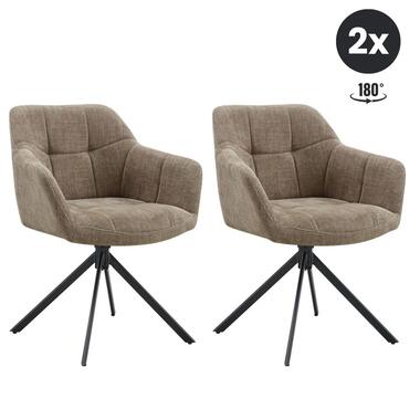 2x Eetkamerstoel Jesse - Stof Taupe