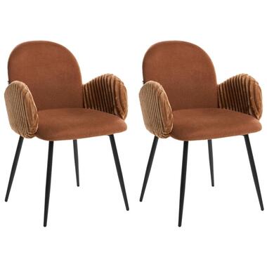 AMITY - Eetkamerstoel set van 2 - Bruin - Polyester